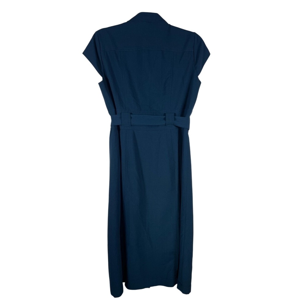 Sandra Darren Teal Button-Front Belted Midi Sheath Dress - Fits Like Size 8 - Picture 4 of 9
